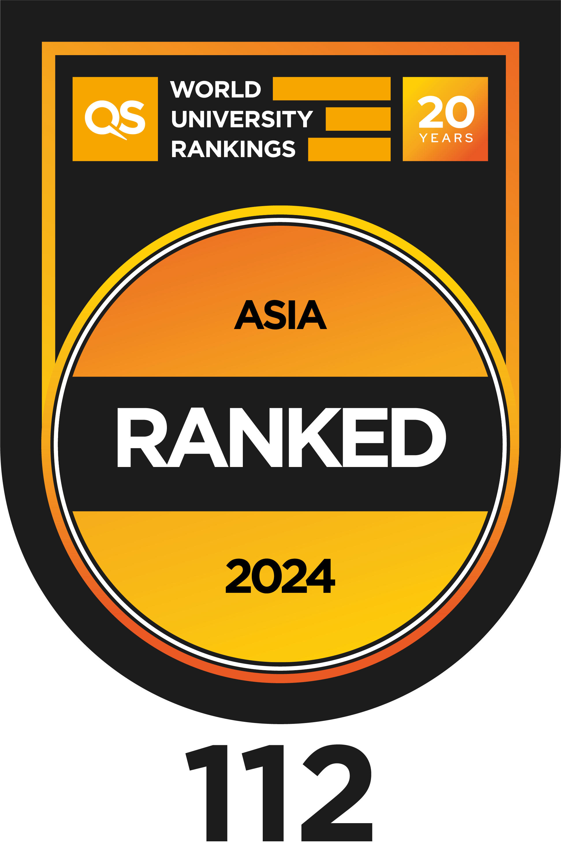 2023年QS世界大學排名，本校為亞洲第112名。