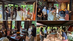 透過泰絲紡織的歷史介紹，師生們看見泰國文化軟實力的輸出。(照片來源：行政管理碩士學程)(另開新視窗/jpg檔)圖片