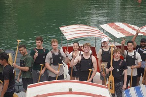 Students got fully prepared and eagerly await their turn to board the dragon boats. (Photo by Chinese Language Center)(Open new window/jpg file)Image