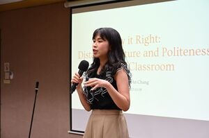 Assistant Professor Chen-An Chang from the Department of English delivered the keynote lecture “Say it Right: Distance, Culture, and Politeness in EMI Classrooms.” (Photo credit: EMI Resource Center)(Open new window/jpg file)Image