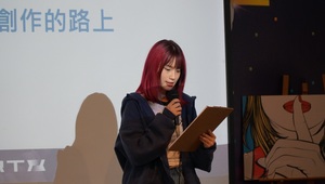 學員上台分享書寫成果。（照片來源：運動學程）(另開新視窗/jpg檔)圖片