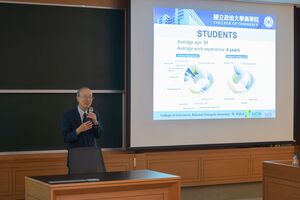 A warm welcome from Professor Jason Tsai as he shares the vision and global reach of the IMBA program.(Photo by IMBA)(Open new window/jpg file)Image