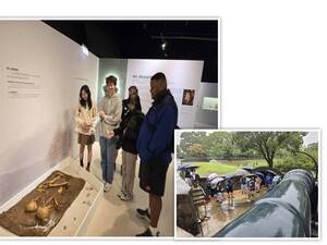 IMAS students visit the human skeletal remains at the Shihsanhang Museum and the German-made cannons used by Qing soldiers.(Photo by IMAS)(Open new window/jpg file)Image