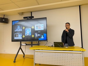 Bull Hsu, Director from Ubitus K.K., explains the AI Vtuber content-generation workflow, illustrating character design, model training, and multimodal integration through practical examples. (Photo by GCIT)(Open new window/jpg file)Image