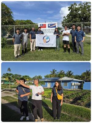 Yu-Ming Lu, Chief of the Taiwan Technical Mission in the Marshall Islands, provided an overview of the mission's key initiatives to Catherine Tadlock and Yu-Ming Liu, and later gathered the entire technical team for a group photo with the students. (Photo by IMAS)(Open new window/jpg file)Image