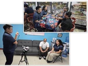 Yu-Ming Liu and Catherine Tadlock interviewed individuals who had received vocational training in Taiwan and later returned to work in the Marshall Islands. They also met with NCCU alumnus, Senator Bruce Bilimon, and his spouse. (Photo by IMAS)(Open new window/jpg file)Image