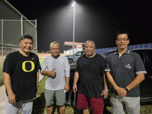 Philip Hsiaopong Liu, CSS Associate Dean for International Affairs, poses for a photo with officials from the Marshall Islands (from left): Kalani R. Kaneko, Minister of Foreign Affairs & Trade; Bremity Lakjohn, Minister in Assistance to the President & Environment; and Hilton T. (Tonton) Kendall, Minister of Transportation, Communication & Information Technology. (Photo by IMAS)(Open new window/png file)Image