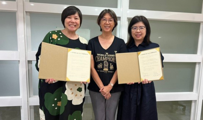 4A協會將與廣告系共同建置「廣告獲獎案例資料庫」(左至右為4A協會理事長陳琦琦、廣告系孫秀蕙教授與廣告系張郁敏主任)