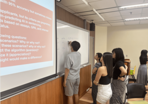 Frequent breakout sessions encouraged students to collaborate and present their views on various AI and ethics topics. (Photo by GCIT)(Open new window/png file)Image