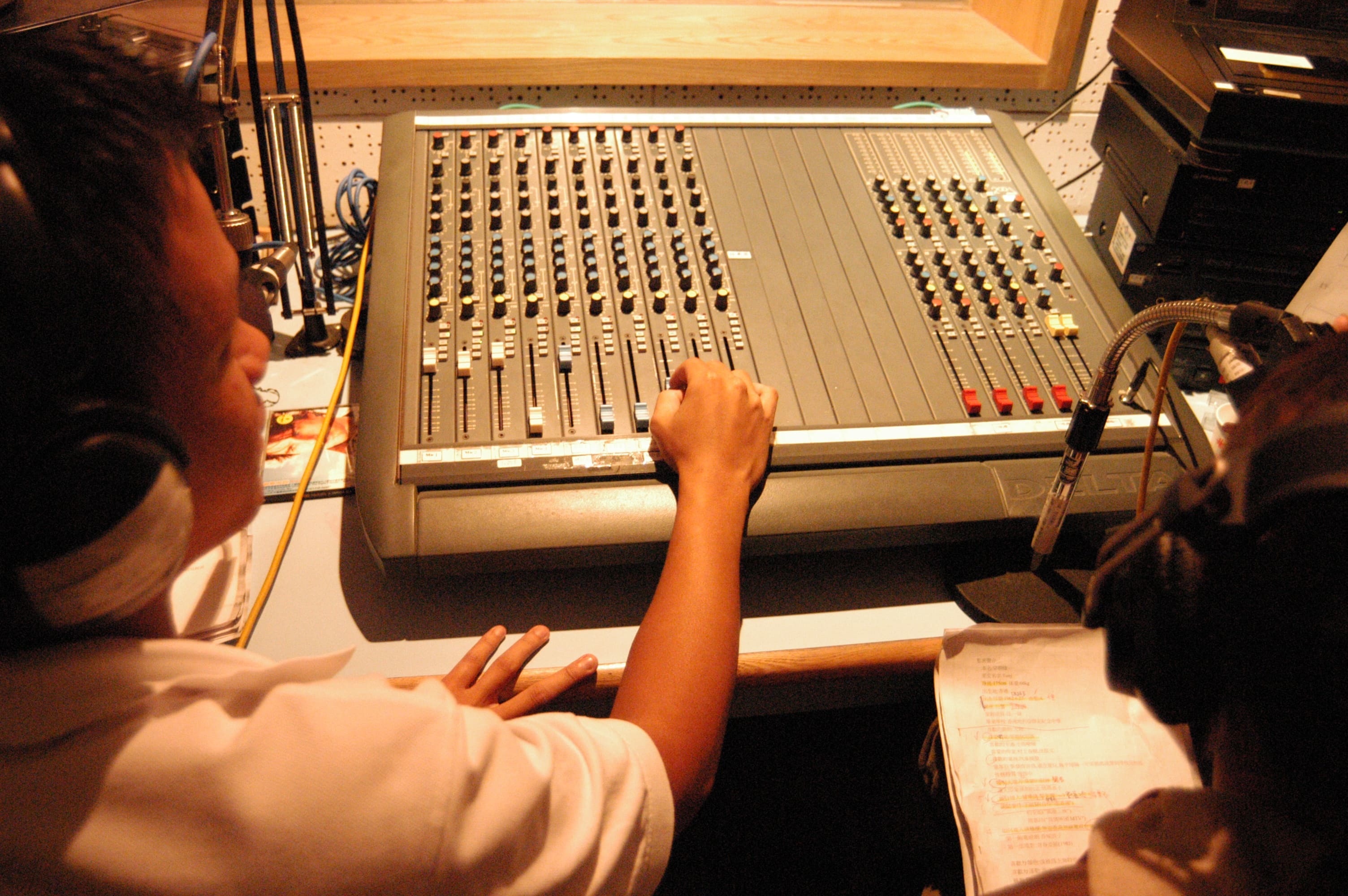 Students practice in recording studio